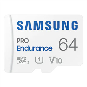 Atminties kortelė Samsung Micro SDHC Endurance PRO + SD adapter, 64 GB, white + adapteris Prekė - MB-MJ64KA/EU