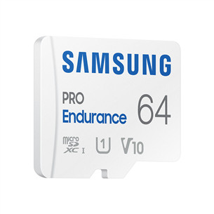 Atminties kortelė Samsung Micro SDHC Endurance PRO + SD adapter, 64 GB, white + adapteris Prekė - MB-MJ64KA/EU