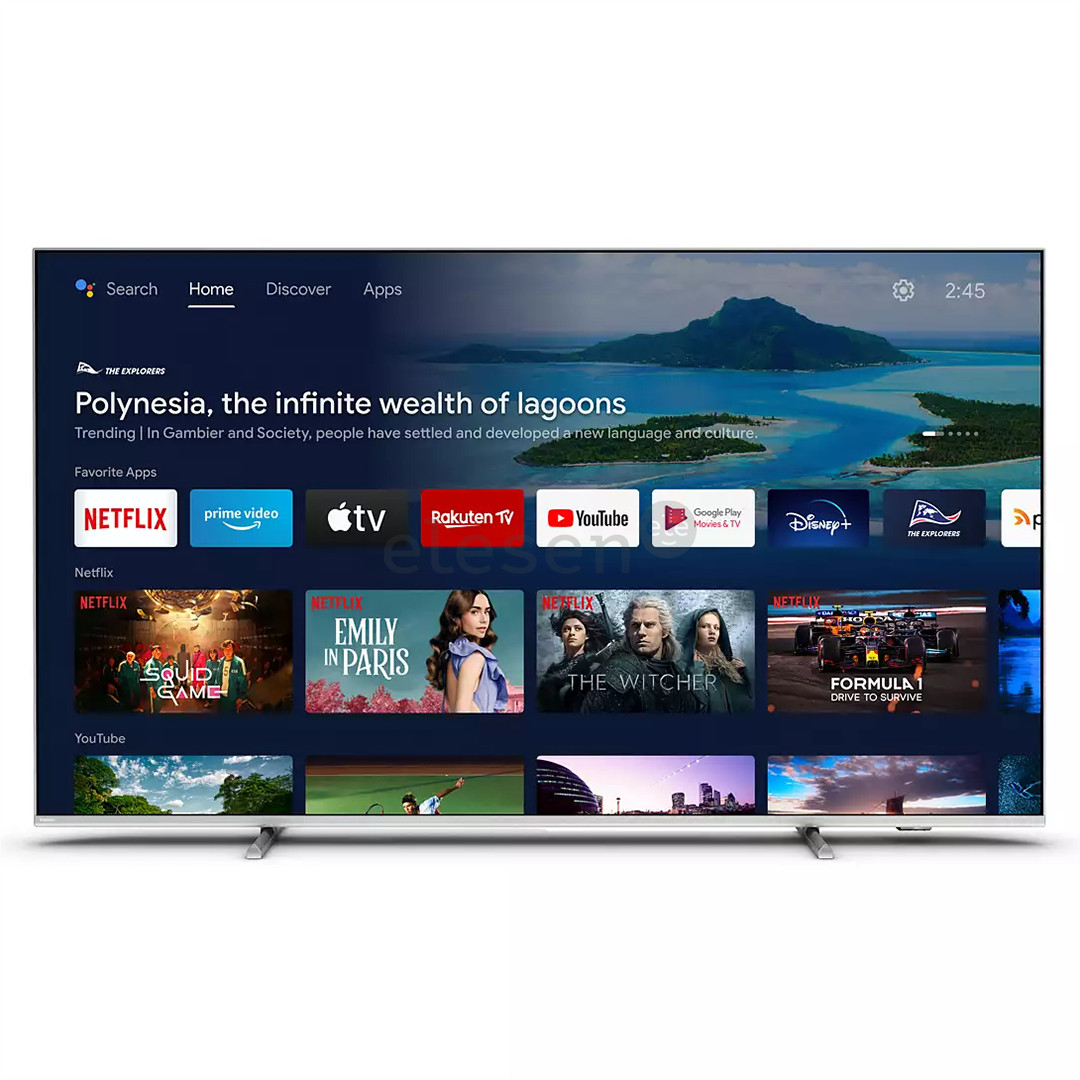 Philips PUS8057, 55'', 4K UHD, LED LCD, feet stand, gray - TV