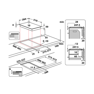 Whirlpool, width 28.4 cm, frameless, black - Built-in Induction Hob Item - WSQ0530NE