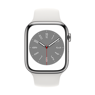 Išmanusis laikrodis Apple Watch Series 8 GPS + Cellular, Sport Band, 45mm, silver stainless steel / white