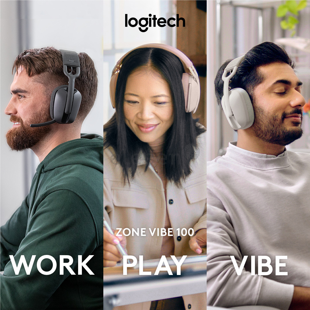 Logitech Zone Vibe 100, black - Wireless headset
