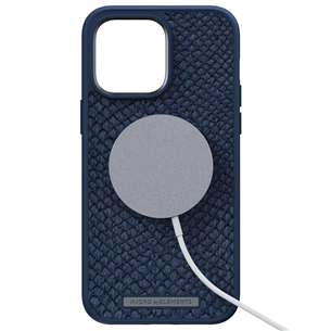Dėklas Njord byElements Salmon MagSafe iPhone 14 Pro Max, Odinis, Mėlynas Prekė - NA44SL01
