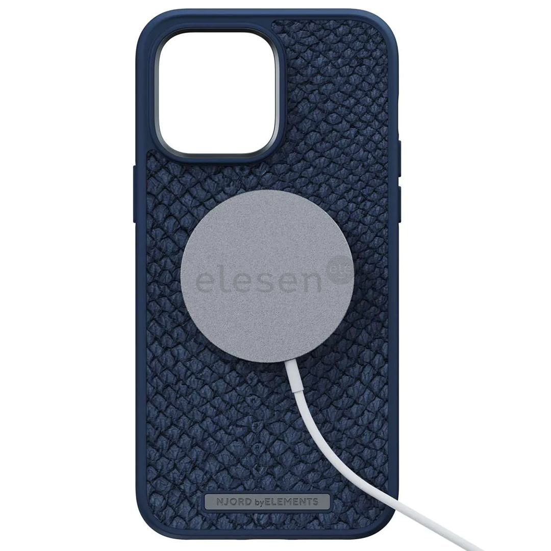 Dėklas Njord byElements Salmon MagSafe iPhone 14 Pro Max, Odinis, Mėlynas Prekė - NA44SL01
