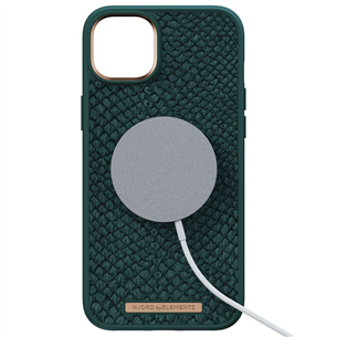 Dėklas Njord byElements Salmon MagSafe iPhone 14 Plus, Odinis, Žalias Prekė - NA42SL02