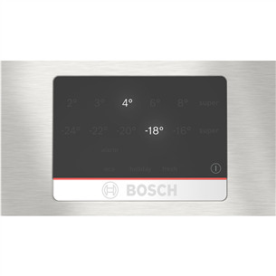Bosch, NoFrost, 321 L, aukštis 186 cm, nerūdijančio plieno - Šaldytuvas