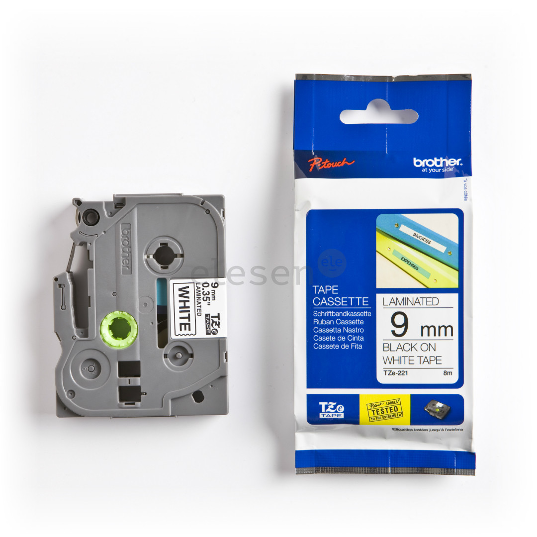 Laminated tape black on white 8m x 9mm Brother Item - TZE221