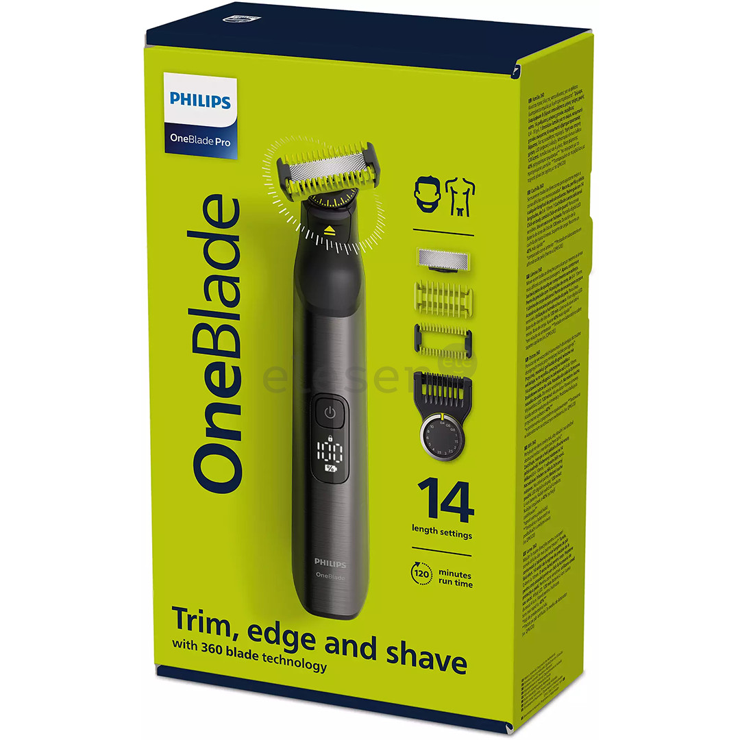 Philips OneBlade Pro Veidui + kūnui, pilkas - Hibridinis skustuvas