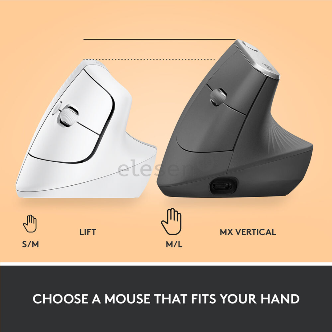 Logitech Lift Vertical Ergonomic, белый - Беспроводная оптическая мышь для Mac