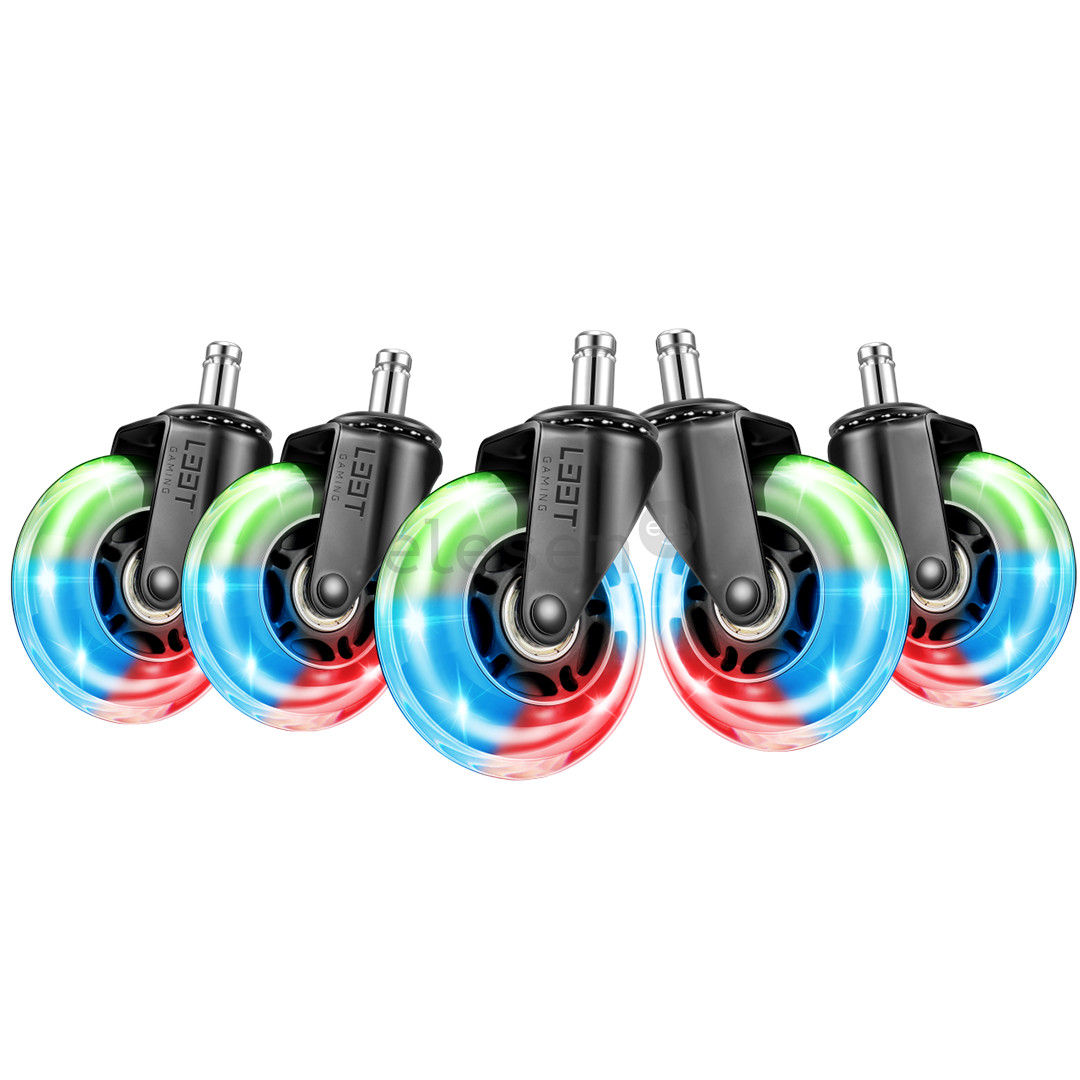 EL33T Rubber Casters, 3", RGB, 5 шт., черный - Колесики для игрового стула Товар - 5706470136410