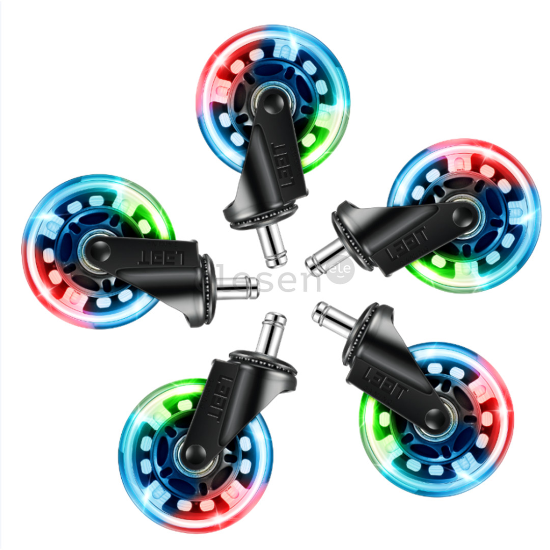 EL33T Rubber Casters, 3", RGB, 5 шт., черный - Колесики для игрового стула Товар - 5706470136410