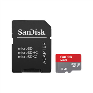 SanDisk Ultra microSDXC, 256 GB, gray - MicroSD card with SD adapter Item - SDSQUAC-256G-GN6MA