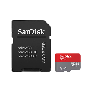 Atminties kortelė SanDisk Ultra microSDXC, 256 GB + adapteris Prekė - SDSQUAC-256G-GN6MA