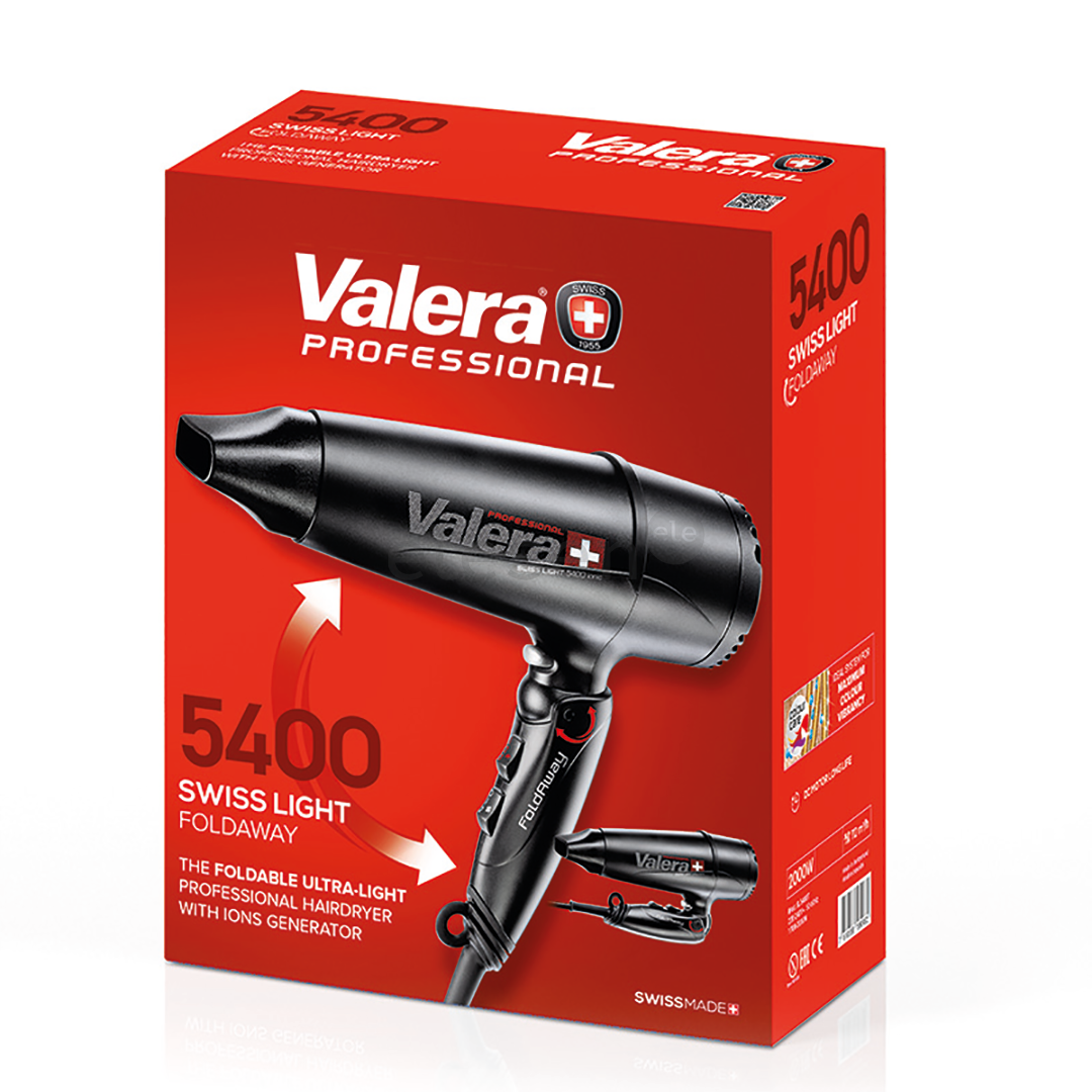 Valera Swiss Light 5400 Fold-Away, 2000 W, black – Foldable hair dryer Item - SL5400T