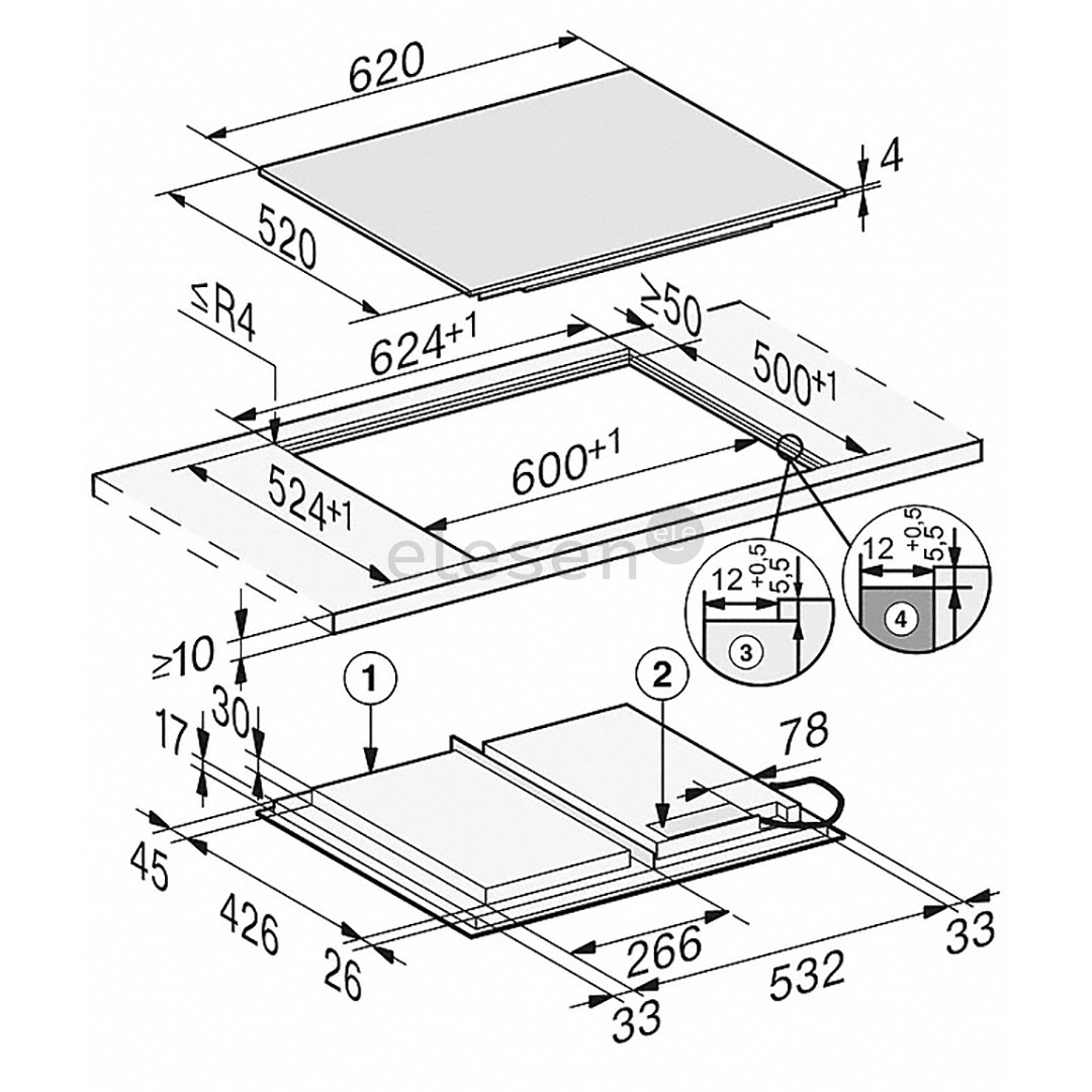 Miele, frameless, width 62 cm, black - Built-in Induction Hob