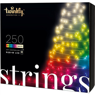 Twinkly Special Edition 250 RGB+W LED String (Gen II), IP44, 20 m, juoda - Išmanioji kalėdinė girlianda