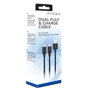 Laidas Kyzar Dual Play & Charge cable, PS5, 3m, black - USB-C dual Prekė - 5031300055549 5031300055549