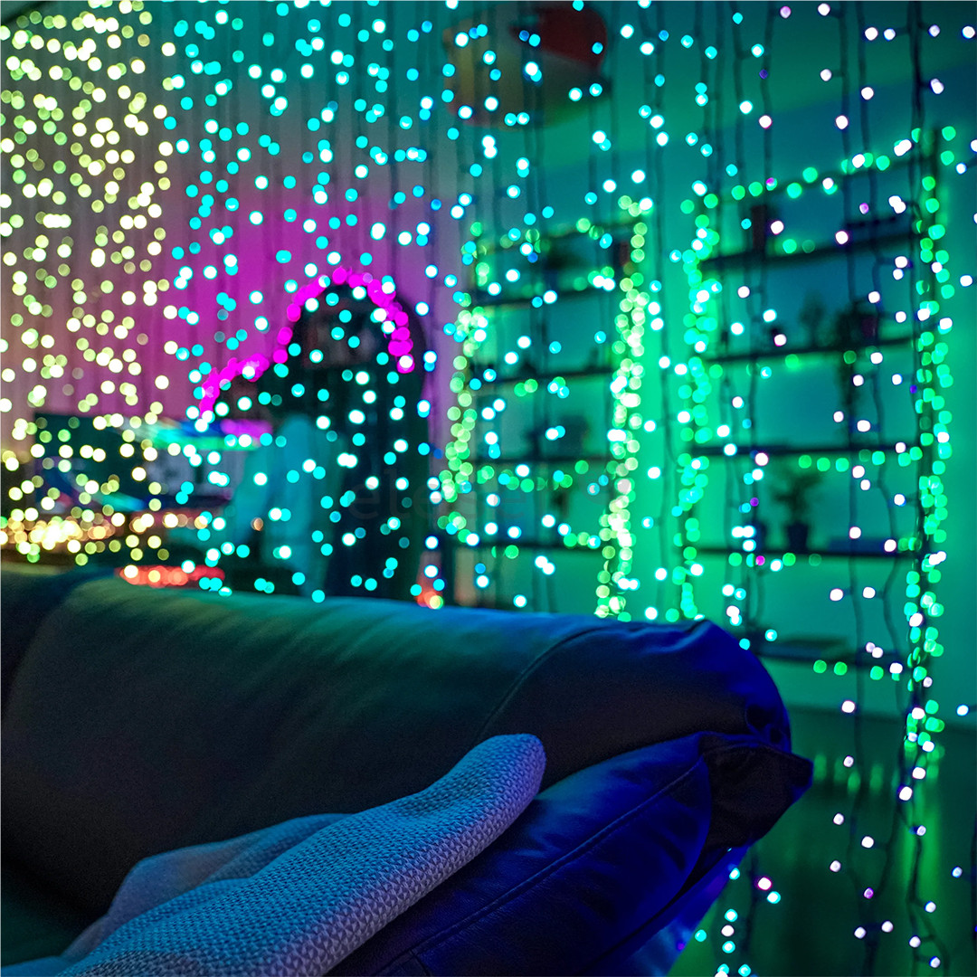 Twinkly Curtain, штора, 210 светодиодов, IP44, черный - Умная гирлянда