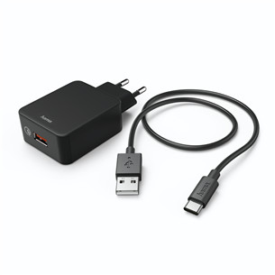 Hama Quick Charger su USB-C laidu, 19,5 W, 1,5 m, juodas - Įkroviklis