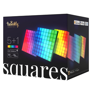 Twinkly Squares, 6 panels, IP20, black - Smart Light Wall Panels Starter Kit Item - TWQ064STW-07-BEU TWQ064STW-07-BEU