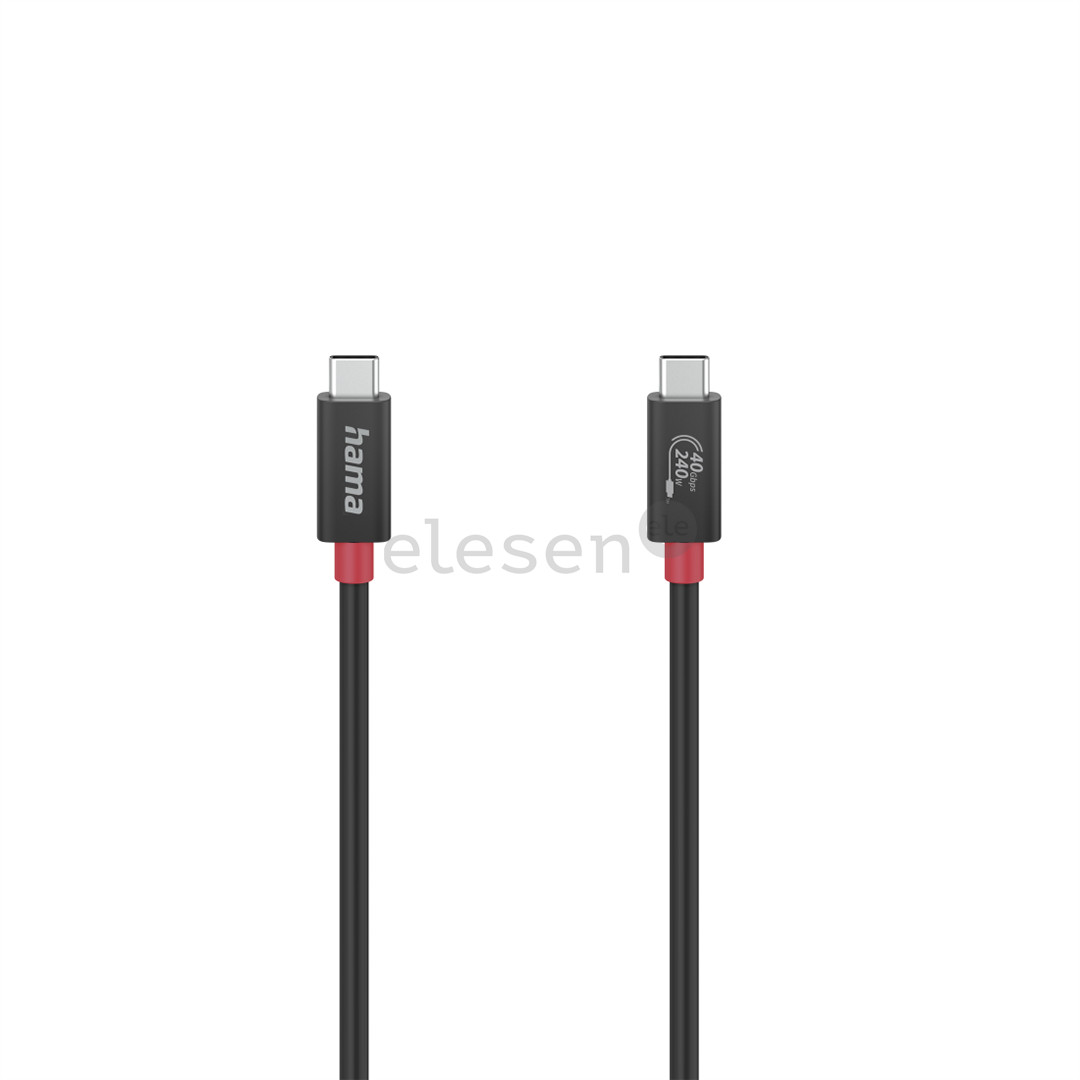 Hama Essential, USB-C - USB-C, 40 Gbit/s, 5 A, 240 W, 1 m, black - Cable Item - 00200779