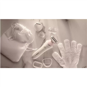 Philips Lady Shaver Series 8000, wet & dry, baltas - Belaidis skustuvas