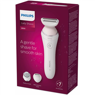 Philips Lady Shaver Series 8000, wet & dry, baltas - Belaidis skustuvas