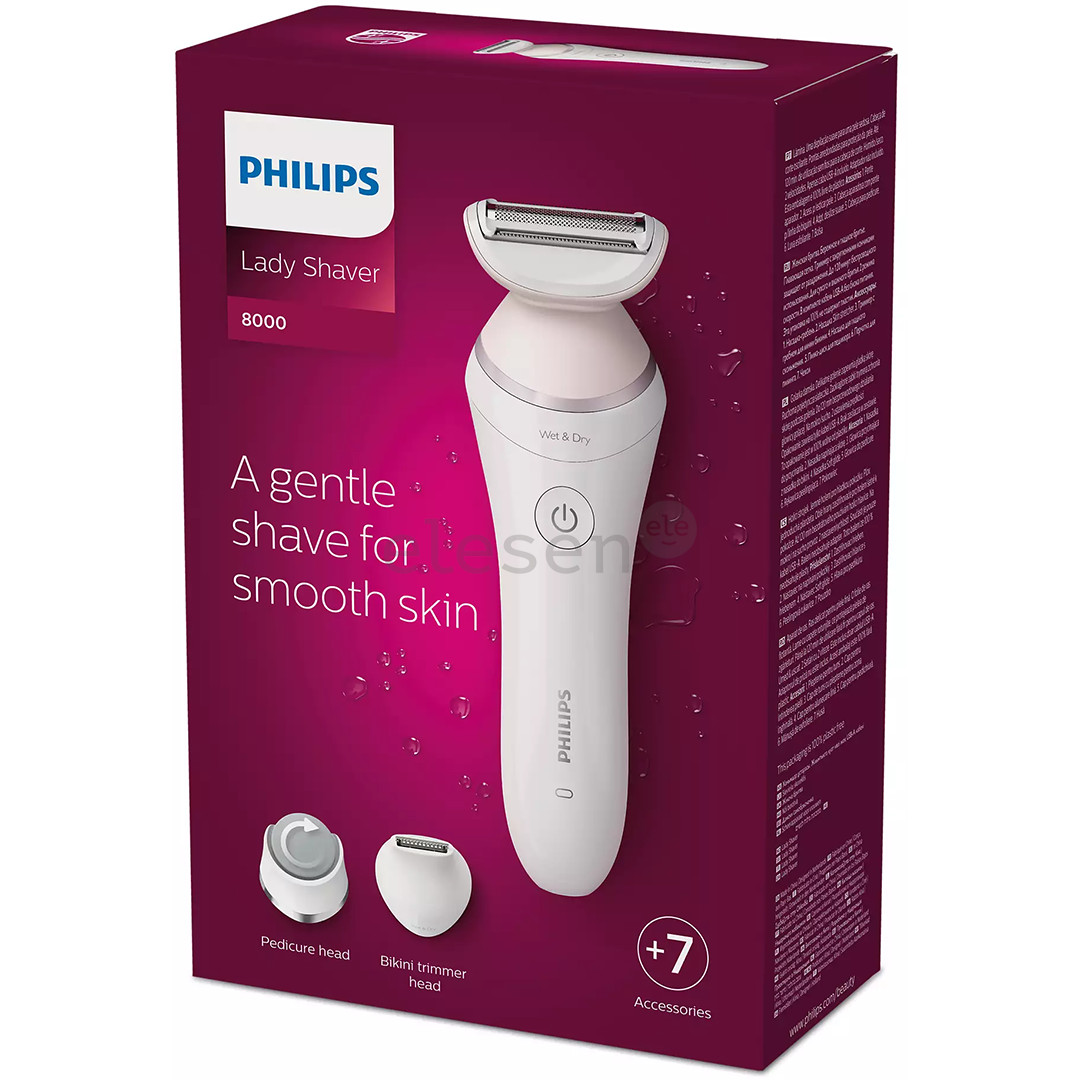 Philips Lady Shaver Series 8000, wet & dry, baltas - Belaidis skustuvas
