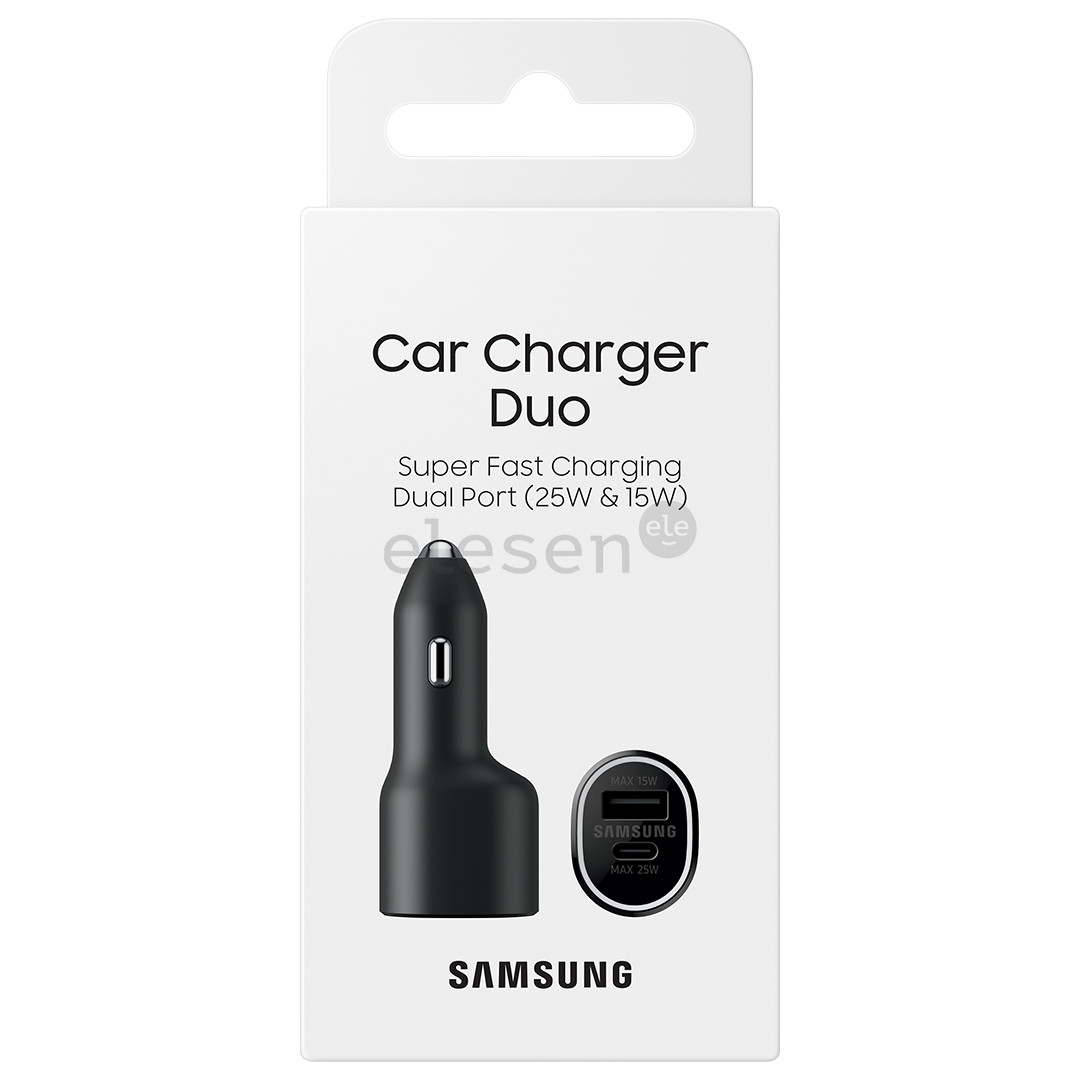 Samsung Duo Car Charger, USB-A, USB-C, 25 W + 15 W, juodas - Automobilinis įkroviklis