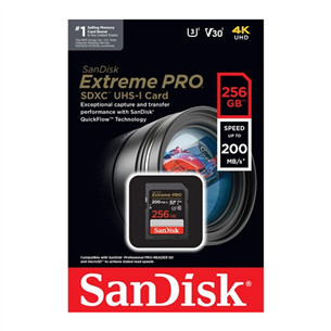 Atminties kortelė SanDisk Extreme Pro UHS-I, SDXC, 256 GB, black Prekė - SDSDXXD-256G-GN4IN