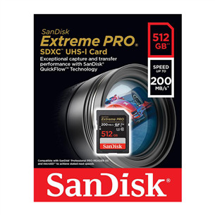 Atminties kortelė SanDisk Extreme Pro UHS-I, SDXC, 512 GB Prekė - SDSDXXD-512G-GN4IN