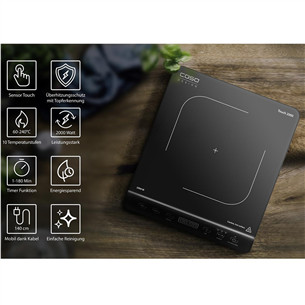 Caso Touch 2000, 2000 W, black - Single Induction Cooking Plate