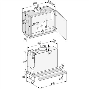 Miele, 555 m³/h, width 59.6 cm, inox - Built-in Cooker Hood Item - DAS2620EDST
