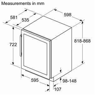 Įmontuojamas vyno šaldytuvas Bosch KUW21AHG0, talpa 44 buteliai, 82 cm