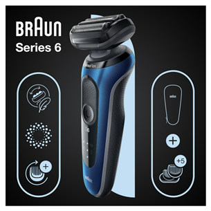 Barzdaskutė Braun Series 6 AutoSense Wet & Dry, black/blue Prekė - 61-B1500S