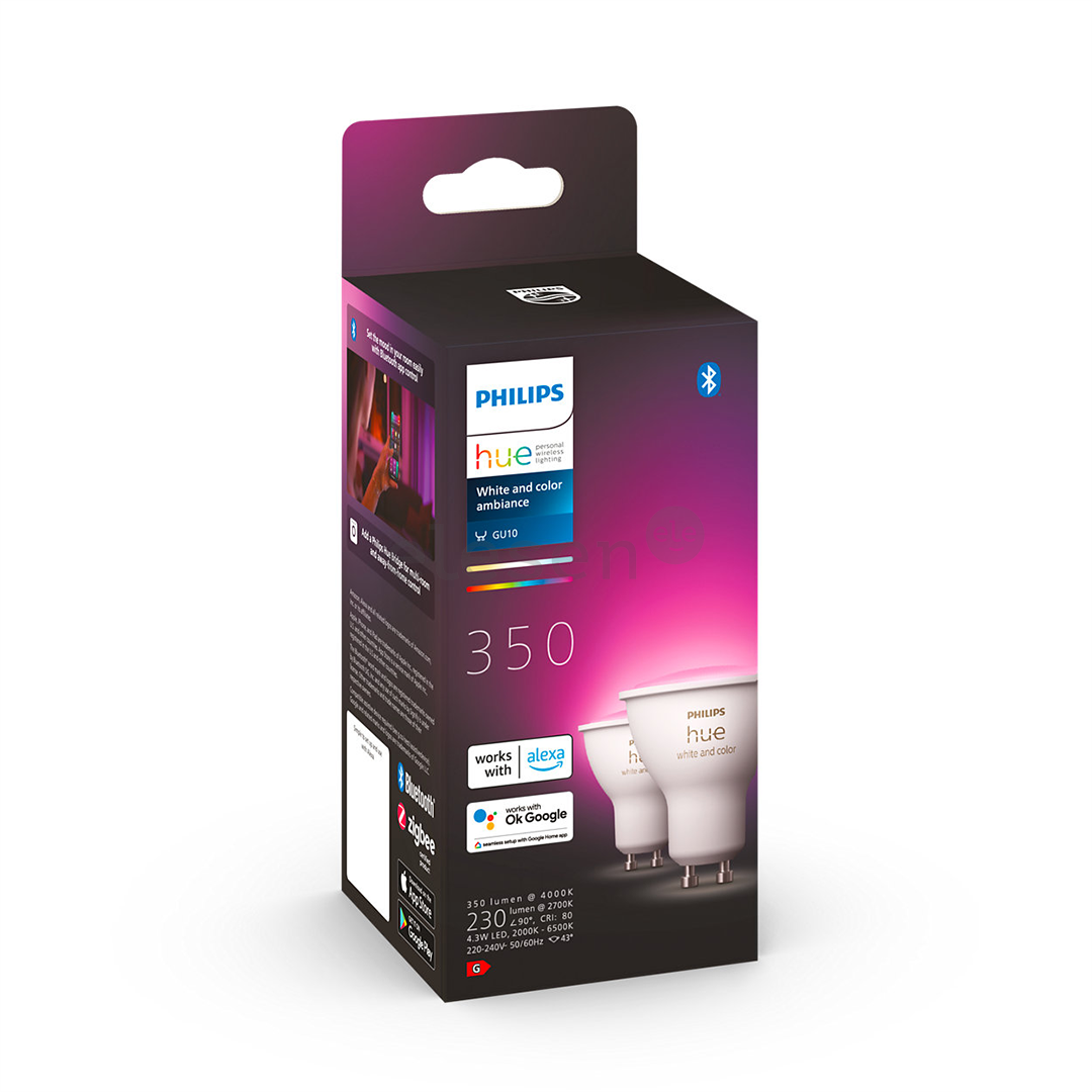 Išmaniosios lemputės Philips Hue White and Color Ambiance, GU10, 2 vnt, white Prekė - 929001953112