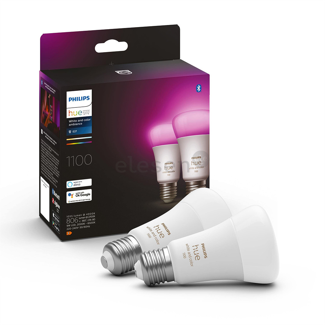 Philips Hue White and Color Ambiance, E27, 2 шт., цветной - Комплект умных ламп Товар - 929002468802