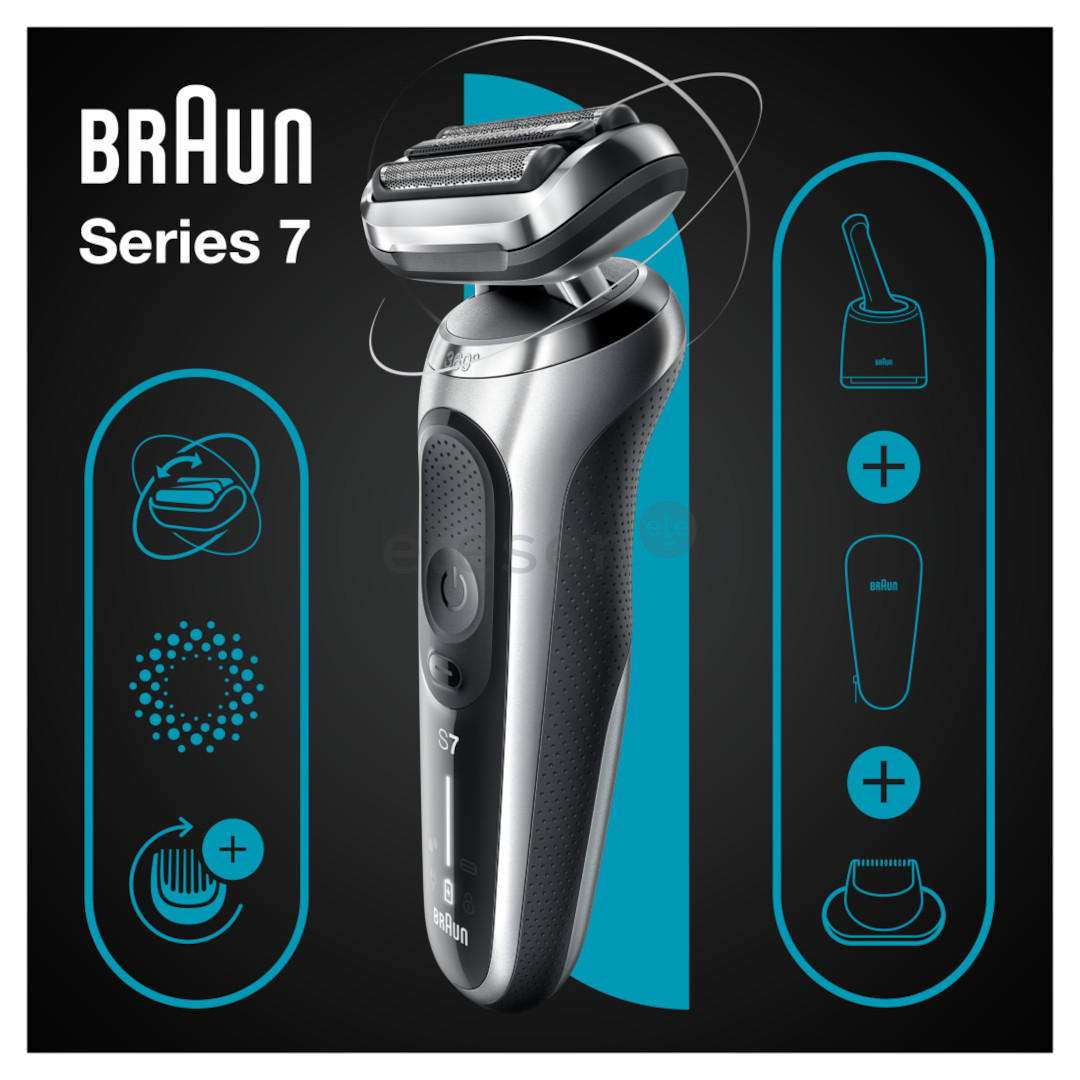 Braun Series 7 360° Flex, AutoSense, Wet & Dry, черный/серебристый - Бритва Товар - 71-S7200CC