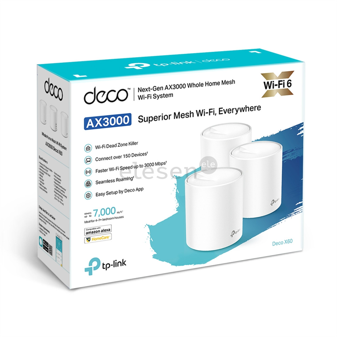 Maršrutizatorius TP-Link Deco X60, WiFi 6, mesh, 3-pack