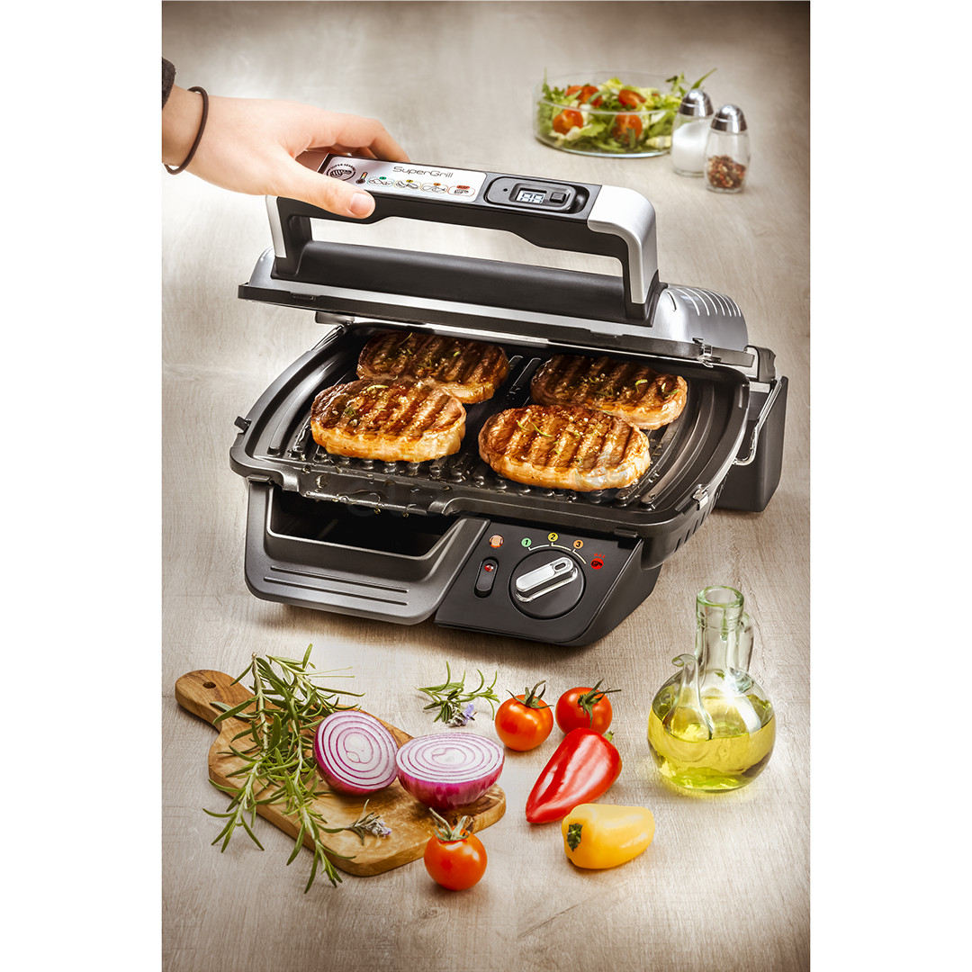 Tefal Supergrill, 2000 Вт, черный/нерж. сталь - Электрический гриль Товар - GC451B12