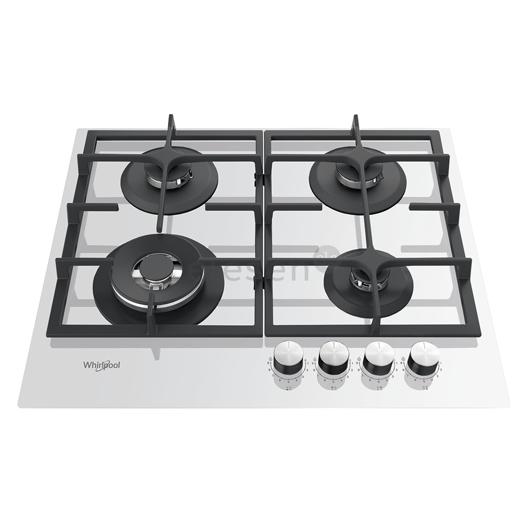 Whirlpool, double zone, width 59 cm, white - Built-in Gas Hob