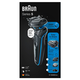 Braun Series 5 AutoSense Wet & Dry, black/blue - Shaver + beard & body trimmer Item - 51-B4650CS