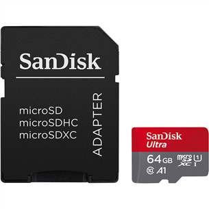 Atminties kortelė Sandisk MicroSDXC 64GB + SD adapteris SDSQUAB-064G-GN6MA