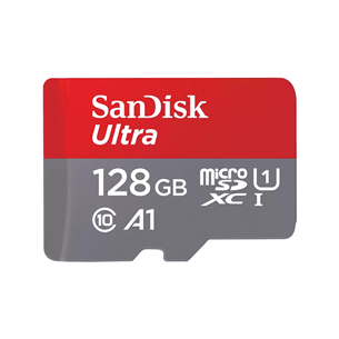 Atminties kortelė SanDisk SD Micro 128GB Ultra XC + SD adapteris (128 GB) Prekė - SDSQUAB-128G-GN6MA
