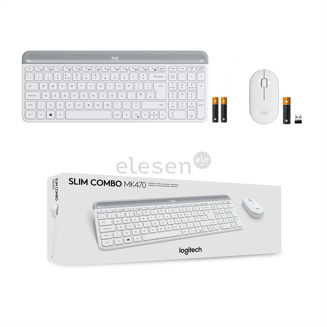 Logitech Slim Combo MK470, US, balta - Klaviatūra ir pelė