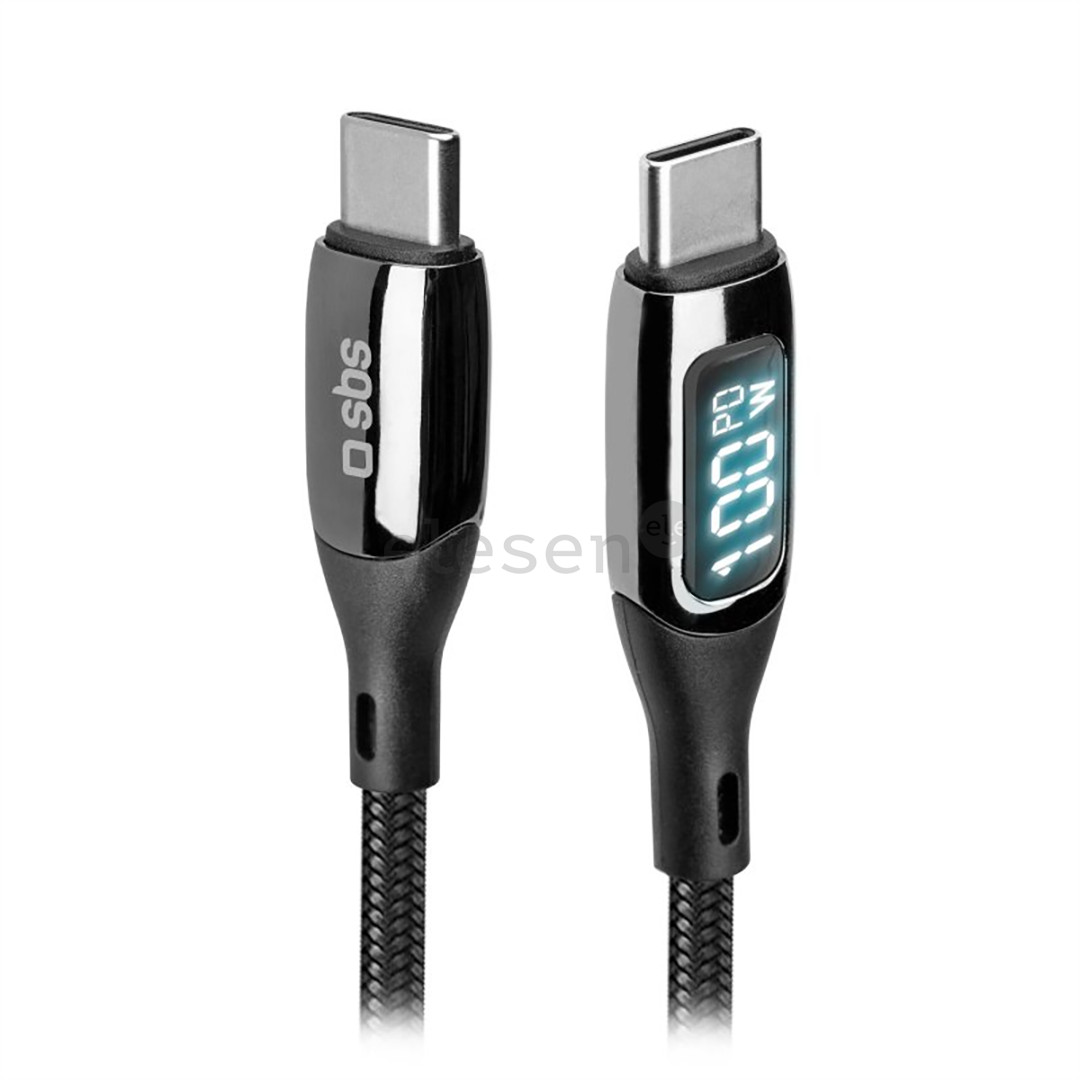 SBS USB-C - USB-C, 100 Вт, LED, 1 м, черный - Кабель Товар - TECABLETCCLED100WK
