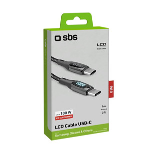 SBS USB-C - USB-C, 100 Вт, LED, 1 м, черный - Кабель Товар - TECABLETCCLED100WK