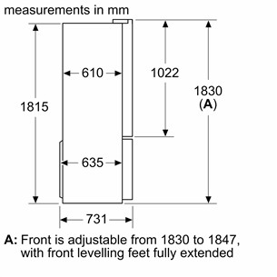 Bosch Series 4, French Door, 605 L, 183 cm, nerūdijančio plieno - Šaldytuvas