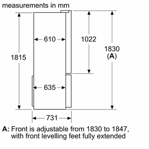 Bosch Series 4, French Door, 605 L, 183 cm, nerūdijančio plieno - Šaldytuvas