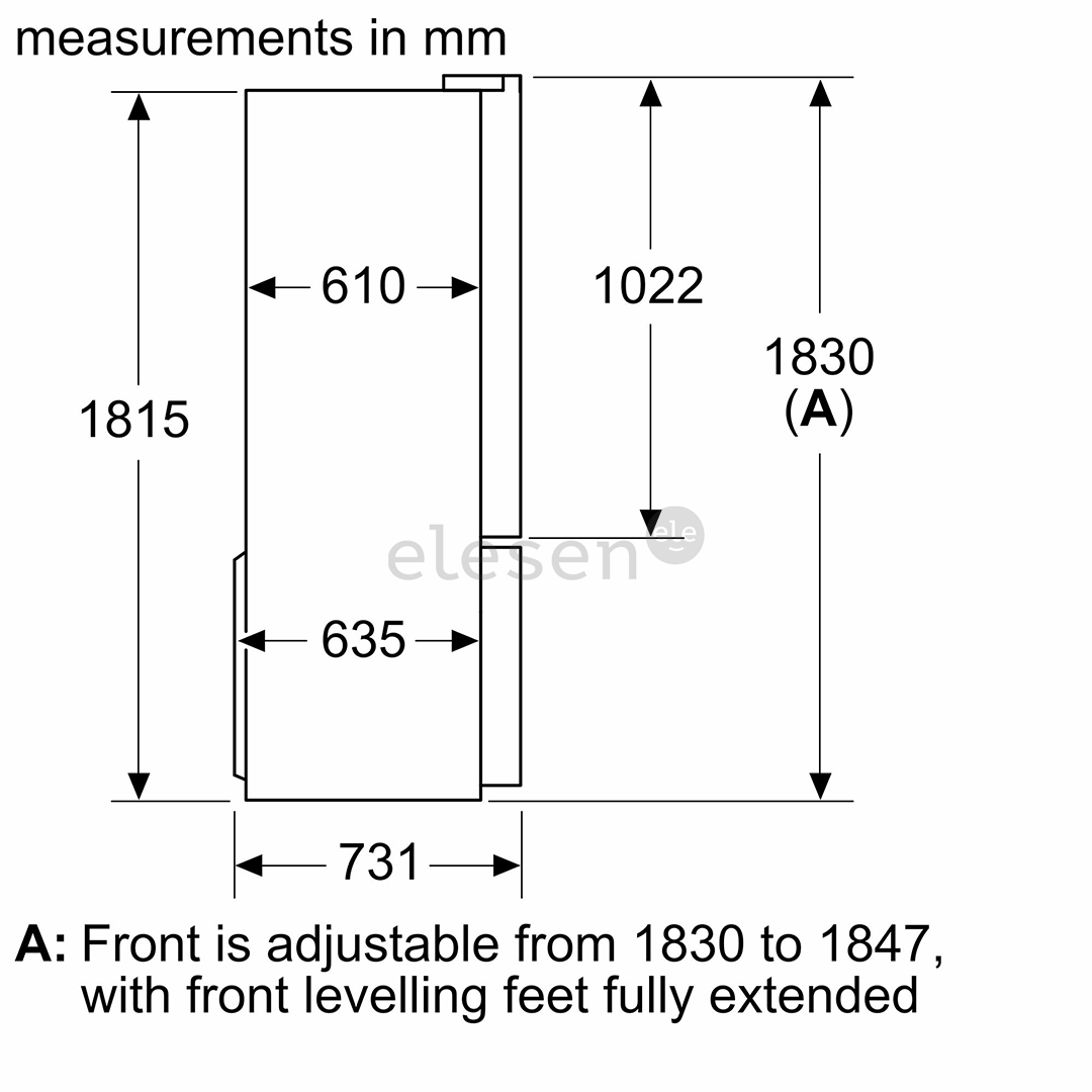 Bosch Series 4, French Door, 605 L, 183 cm, nerūdijančio plieno - Šaldytuvas